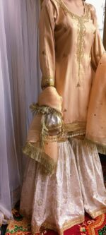 Peach Embroidered Designer Suit