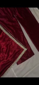 Maroon Satin Designer Suit Set - Image 2
