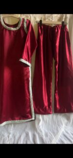 Maroon Satin Designer Suit Set - Image 5