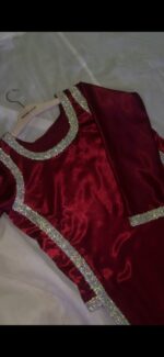 Maroon Satin Designer Suit Set - Image 7