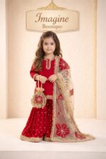 Girls Red Festive Garara Set