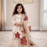 Girls Cream Floral Designer Ethnic Set