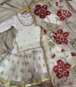 Girls Cream Floral Designer Ethnic Set - Image 2