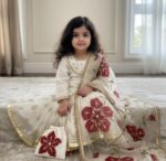 Girls Cream Floral Designer Ethnic Set - Image 3
